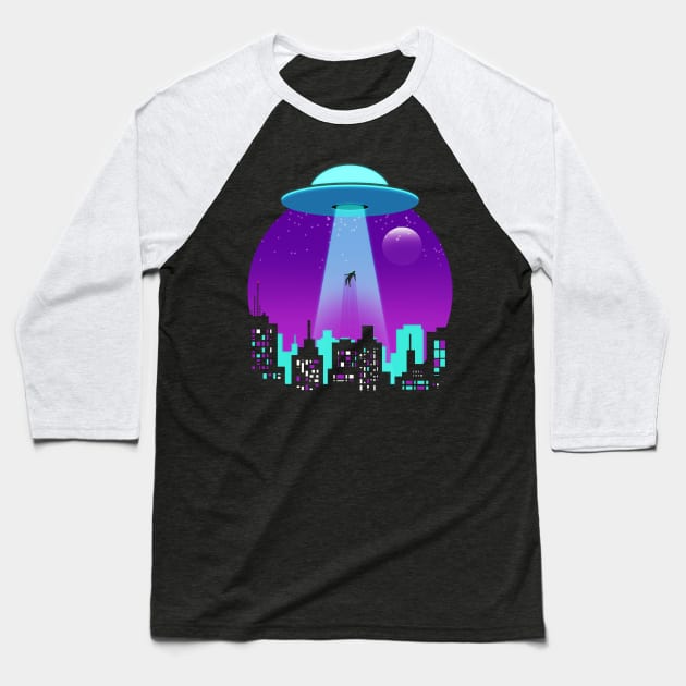 UFO Abduction - Alien Abduction Beam Baseball T-Shirt by teeleoshirts